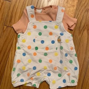 Boboli 9 month overalls with separate shirt